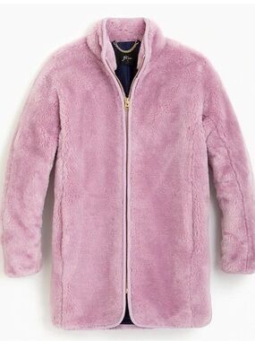 J.Crew Sherpa Pink Lilac Zip-Front Coat